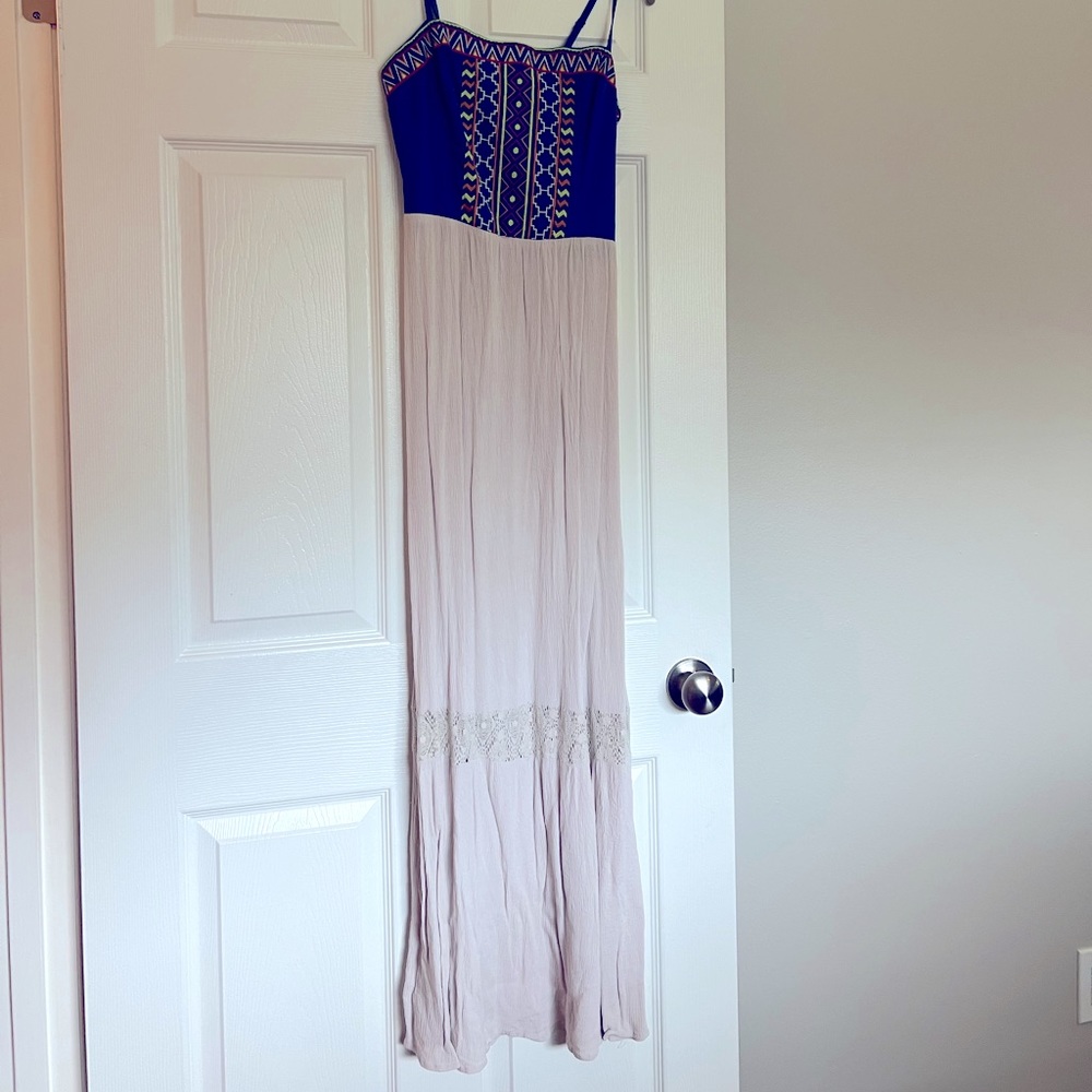 Blue and ivory maxi dress